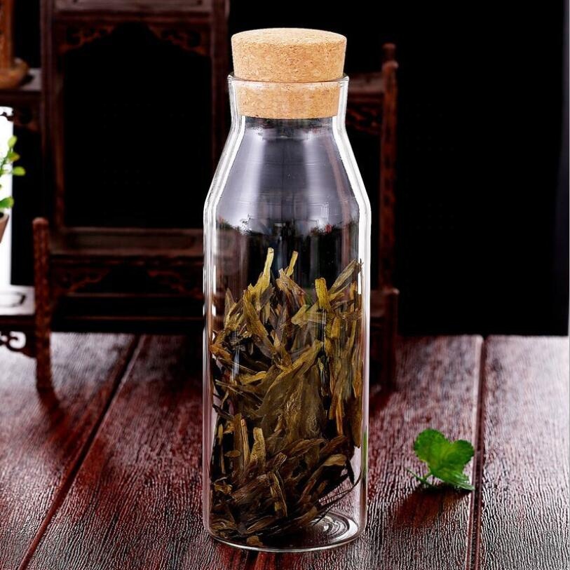 high borosilicate tea food storage glass jar with wood lid