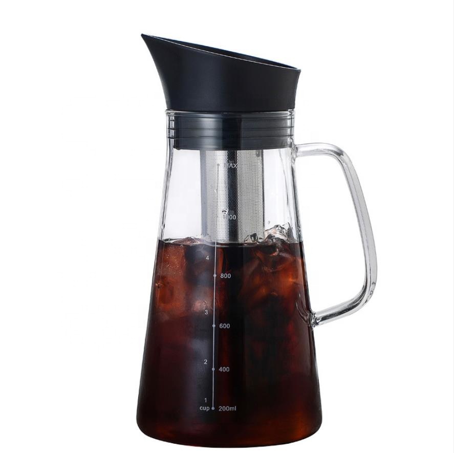 High borosilicate glass heat-resistant coffee maker High capacity glass carafe 1.0L coffee cold brew maker bottle china