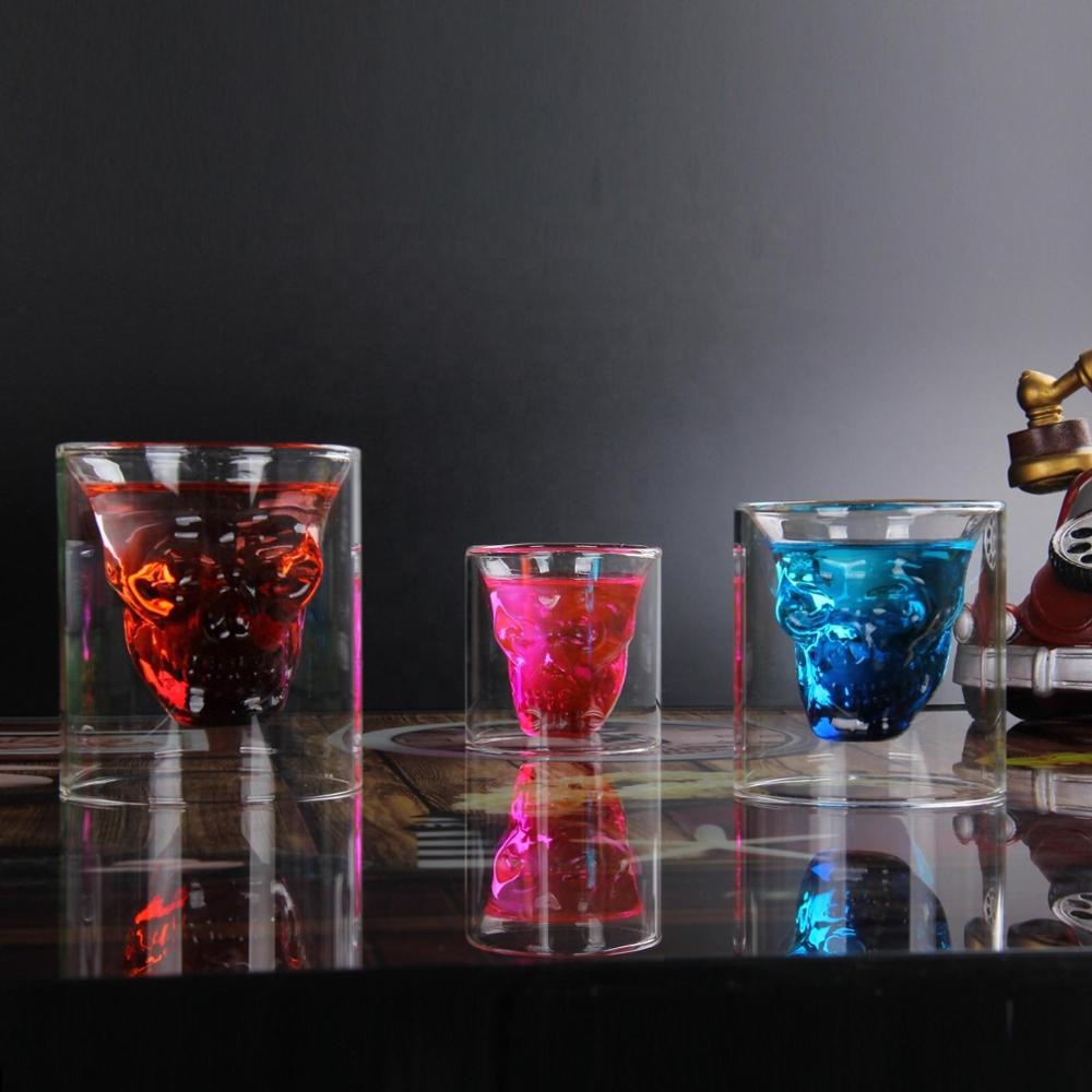 Wholesale Price China Glass Teapot With Strainer - handmade borosilicate double wall skull shape drinking glass tea cups – Qiaoqi