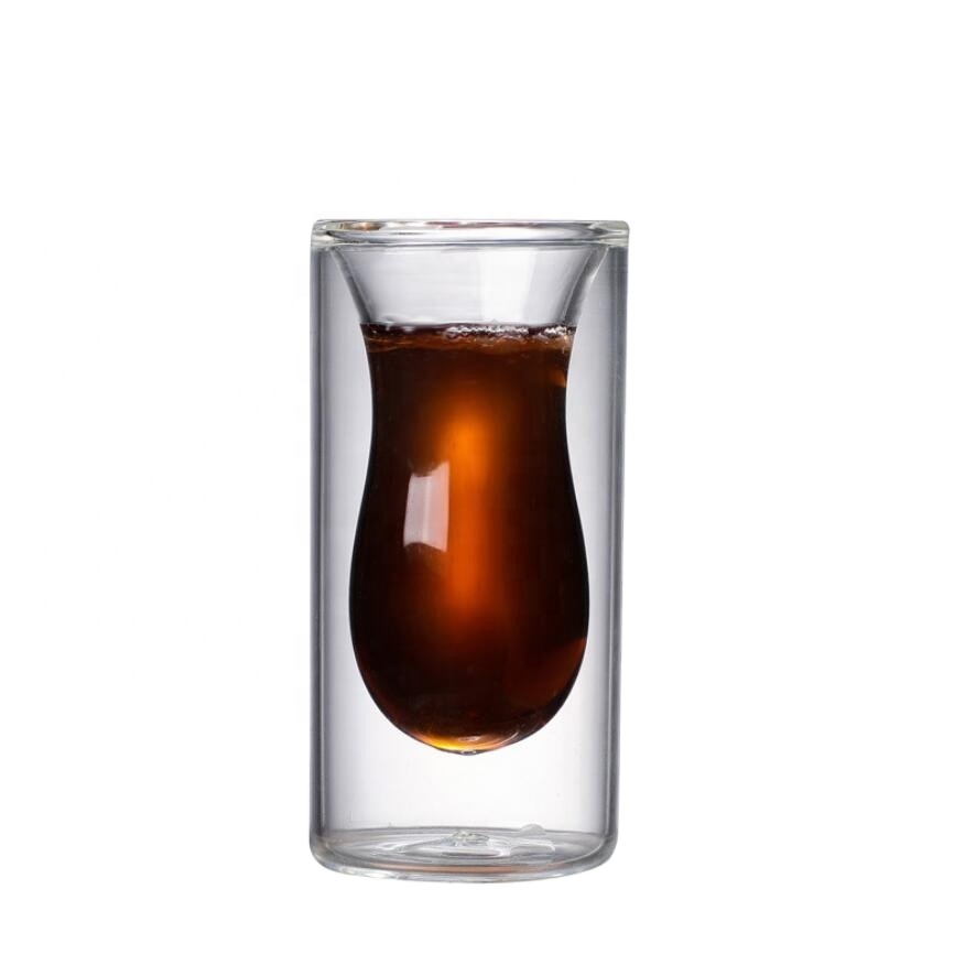 New style handblown high borosilicate double wall glass cup