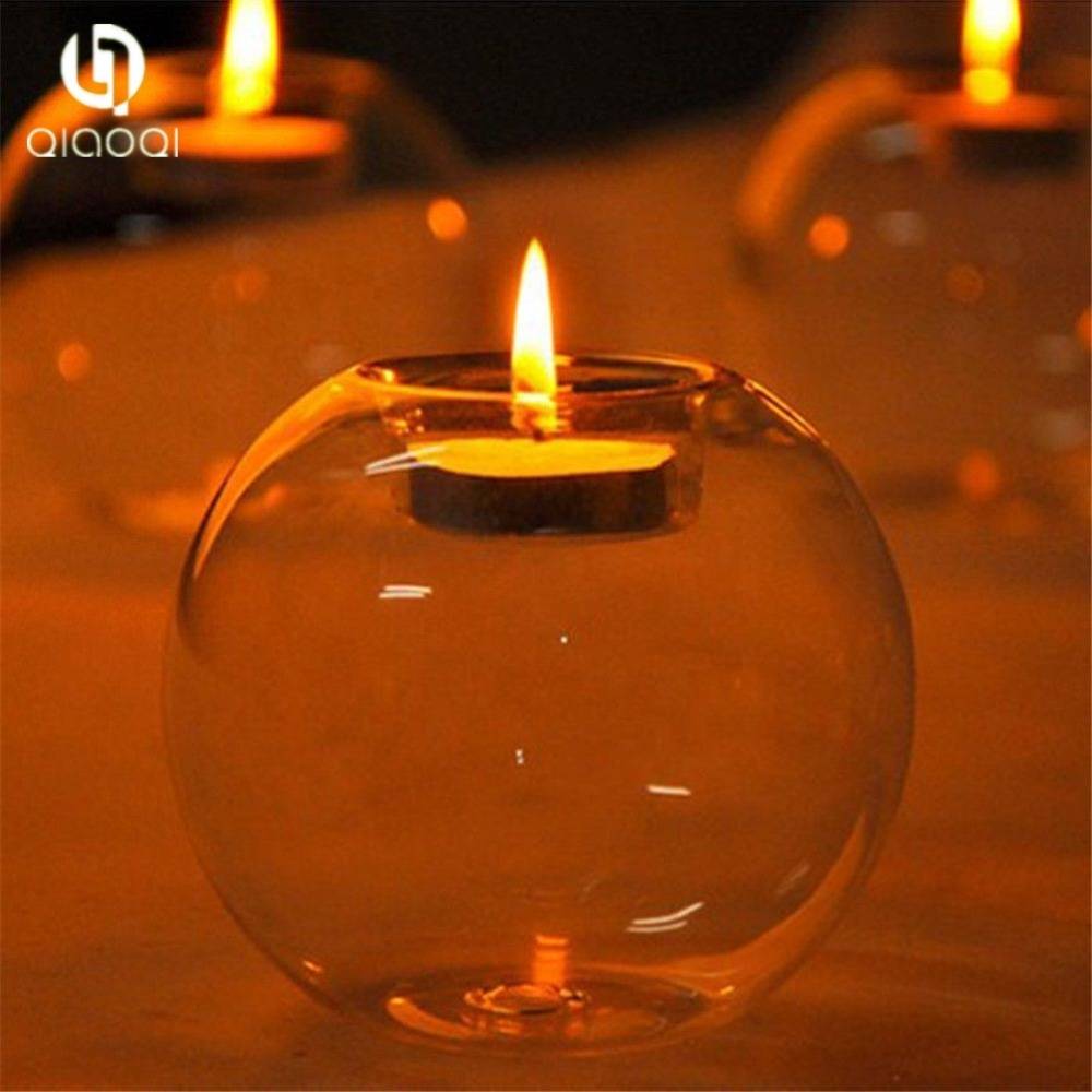 Transparent glass candle holder Borosilicate Glass Christmas Blessing Glass Candleholder