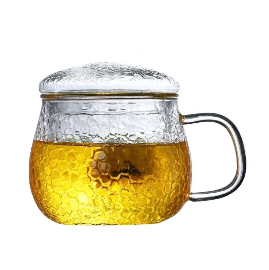 Factory Promotional Whisky Shot Glass - 12OZ High Borosilicate clear Glass flower tea pot with handle and lid – Qiaoqi