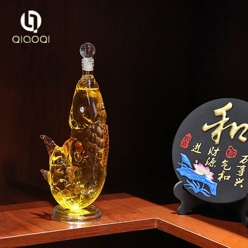 500ml Handblown Craft Gift Fish Animal Shaped Glass Decanter Wine Bottle