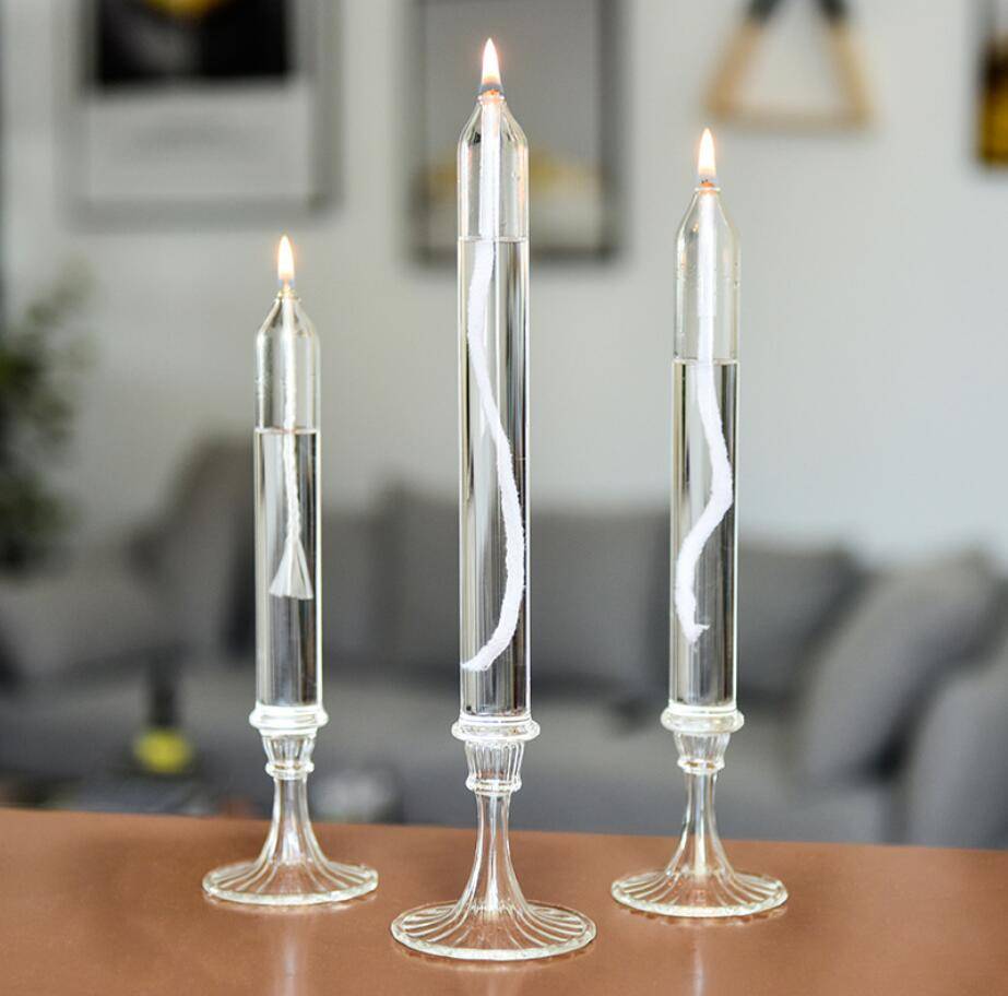 HIgh quality glass heat resistant Low Price Hand Made Clear Glass Candle Sticks
