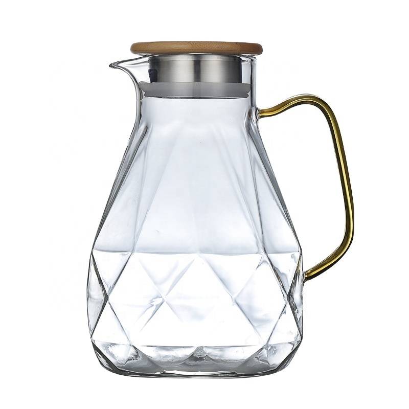 Wholesale new style High Quality Clear Drinking Water Pot Diamond Shaped  Glass Water Jug With Cups
