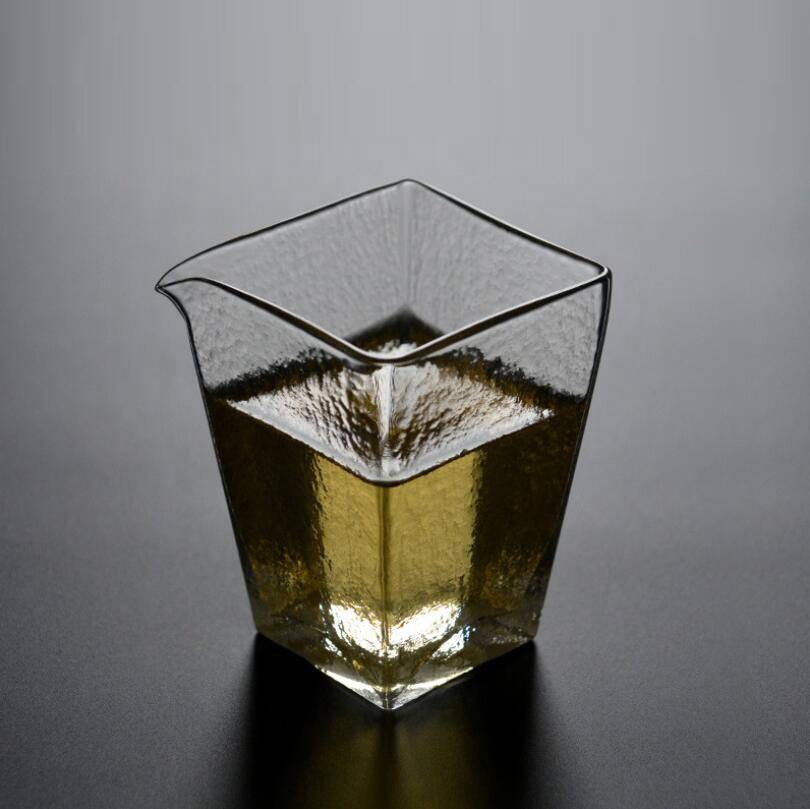 180ml high borosilicate square shape clear glass tea cups