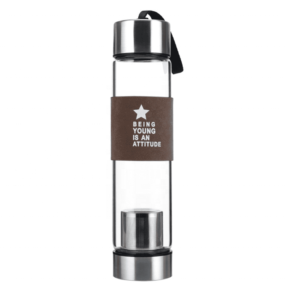 Manufacturer Luxury Travel Tea Infuser Crystal Glass Water Bottle With Custom Logo Box