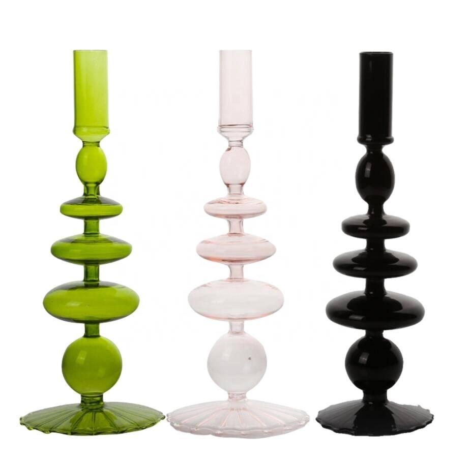 new Style Hand Blown Glass glass Candle Cheap Glass Candlesticks