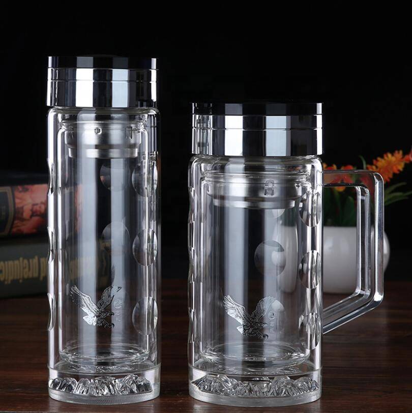 300ml Water Bottle Glass BPA Free Drinking Glass Water Bottle With Compass