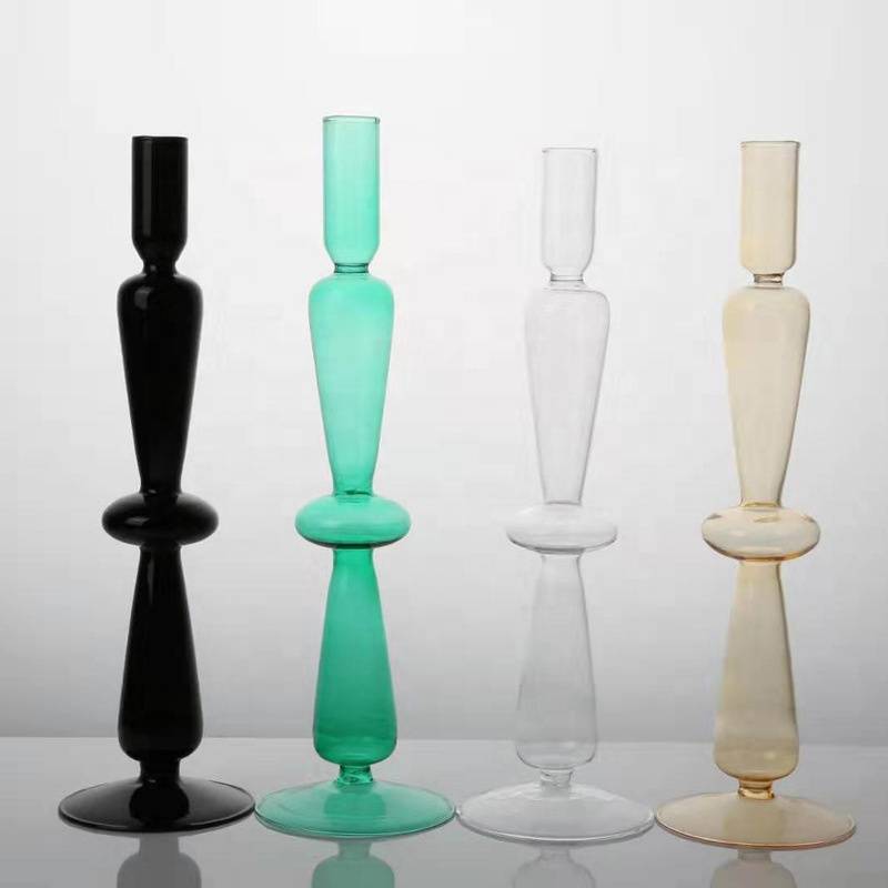 Hot sale glass color high candlestick living room decorative supplier