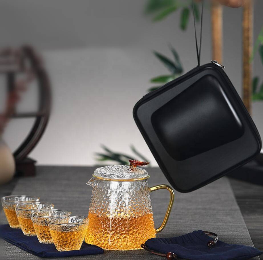Factory wholesale Individual Glass Teapot - Wholesale portable glass travel tea set with travel bag for promotional gift – Qiaoqi