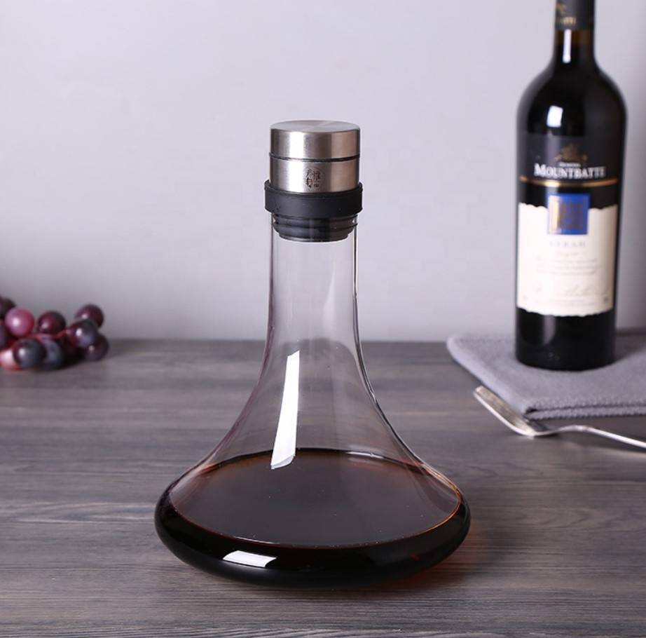 new products 2020 100% Hand Blown Lead-free Crystal Glass, Red Wine Carafe Round Glass Decanter