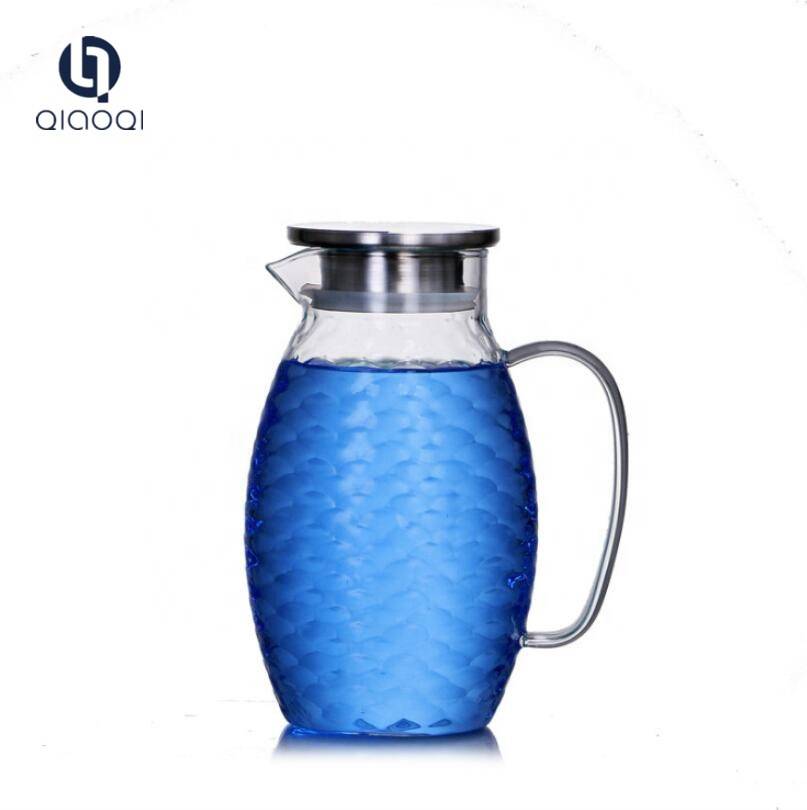 1.5L glass cold water pitcher kettle with lid
