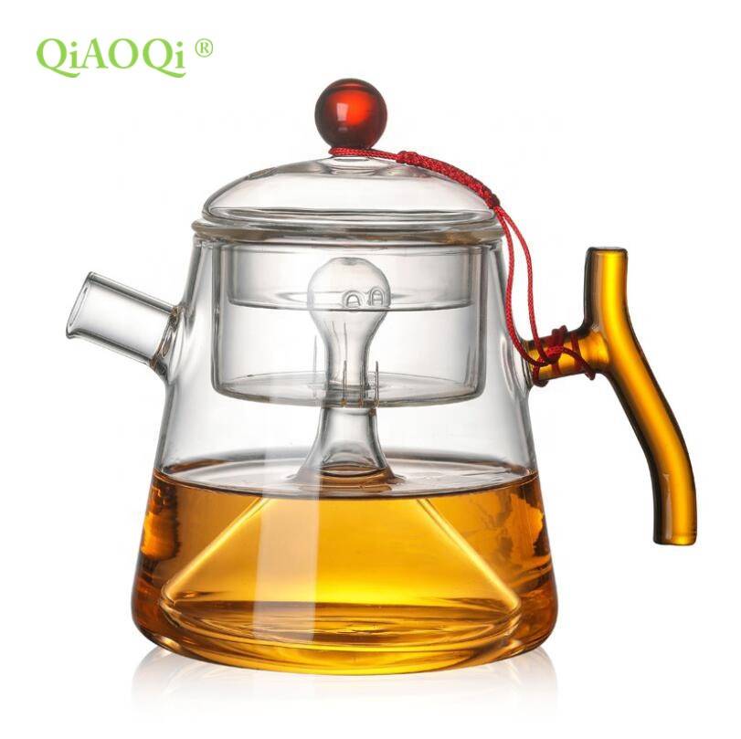 new design flower blooming tea glass teapot with glass lid