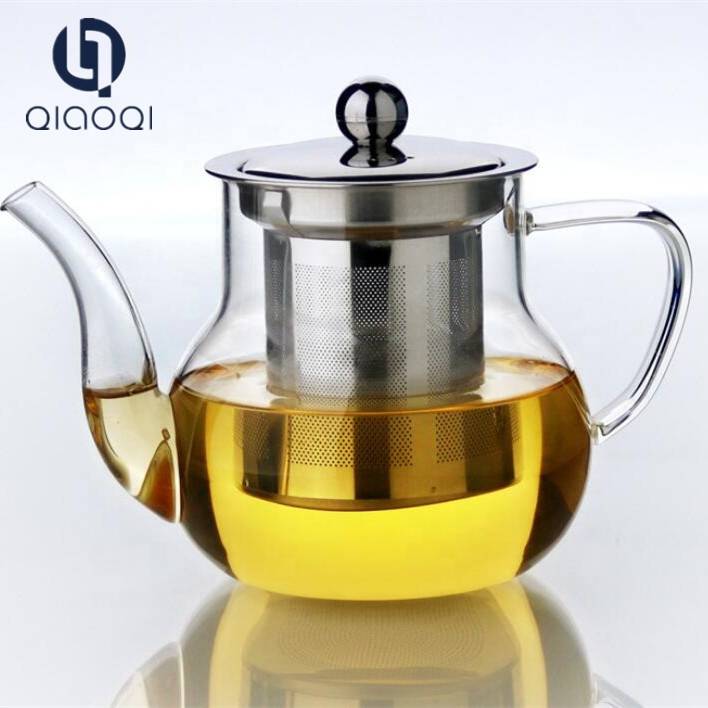 Professional manufacturer 600ml glass tea pot with stainless steel infuser