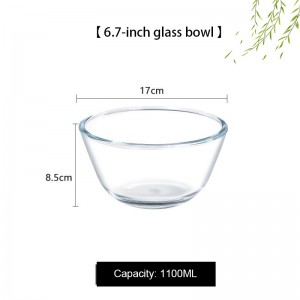 Large salad bowl kitchen household glass and basin simple glass basin high temperature resistant soup round transparent bowl