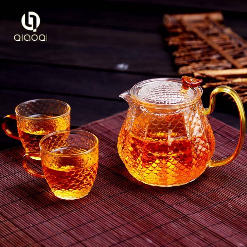 500ml blooming flower tea pot glass teapot set with warmer