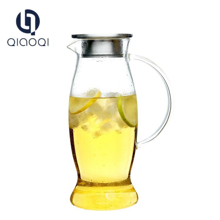 Promotional glass drinkware 1500ml wholesale decorative cool borosilicate glass tea pot jug clear handmade glass juice