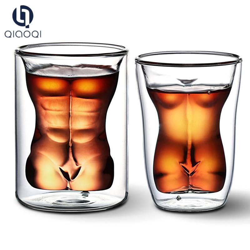 Amazon 180ml clear borosilicate double walled beer glass cup double wall glass cup ready to ship