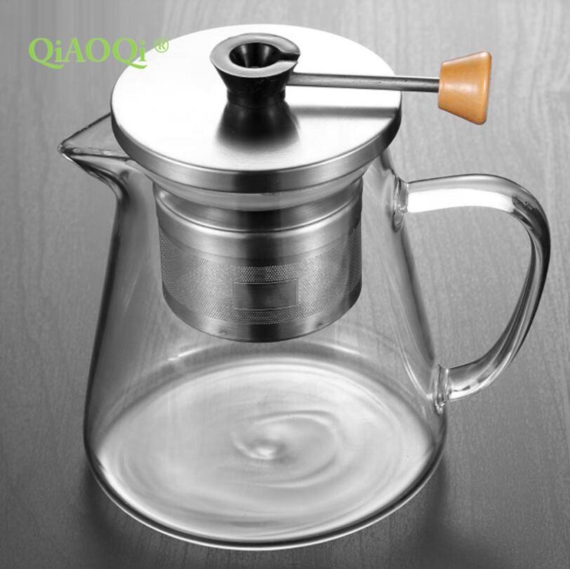 Customize Heat Resistant Borosilicate Glass 750ml Tea Pot With Tea Infuser