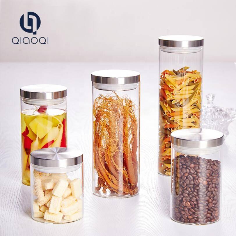 Food grade recycled glass jars for food packaging with stainless steel lids