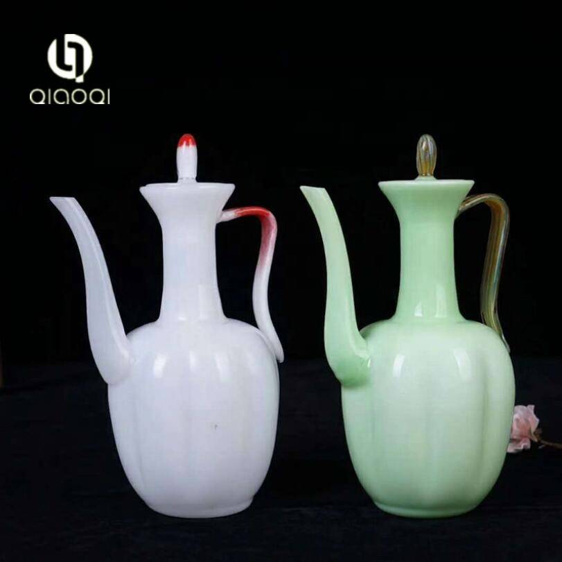 QIAOQI Jade white elegant hand made borosilicate pyrex glass teapot
