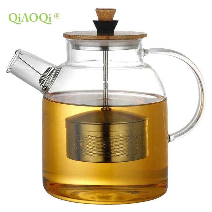 Manufacture borosilicate tea pot glass tea pot with glass handle