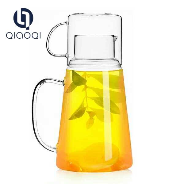 New design cool glass water kettle with glass cup lid