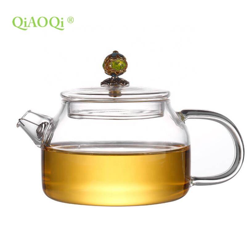 PriceList for Glass Water Decanter - 200ml High borosilicate glass tea pot with round lid design wholesale – Qiaoqi