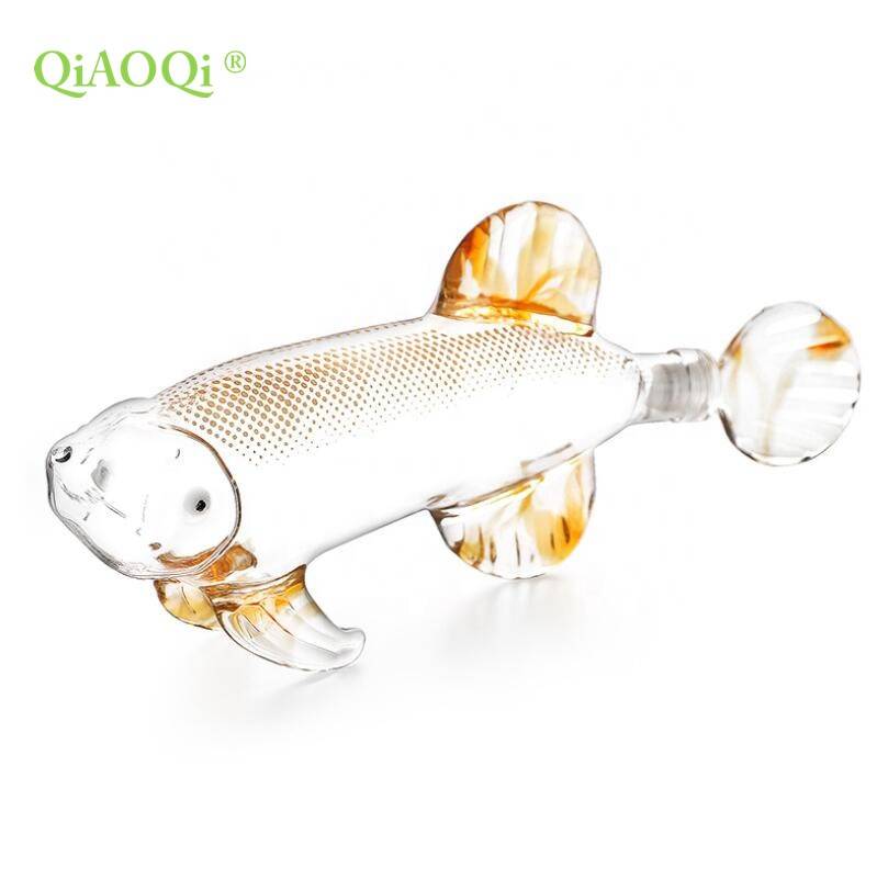 QiAOQi Fish shaped 500ml glass wine bottle decanter