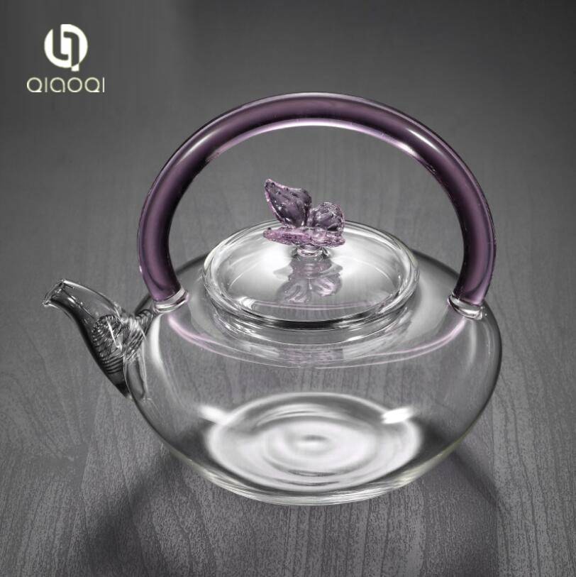QIAOQI High Borosilicate Glass Teapot ,Glass Teakettles Stovetop Safe 650ml