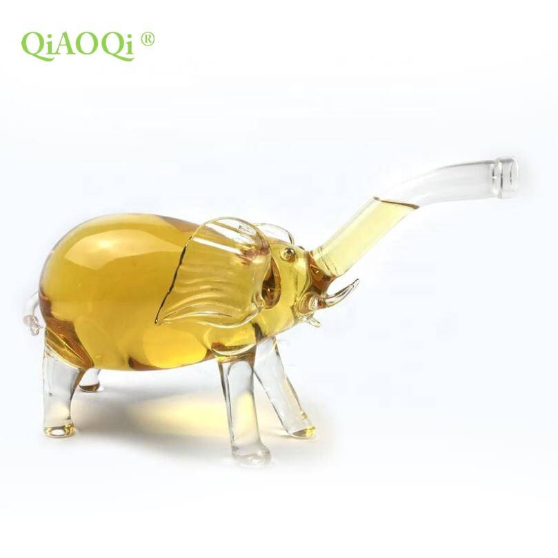 QiAOQi 500ml Elephant shape glass spirits bottle animal bottle and decanter for the wine and spirits