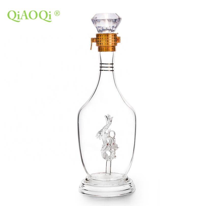 QiAOQi 500ml unique Beautiful coloured dragon craft vodka whiskey liquor rum wine glass bottle decanter