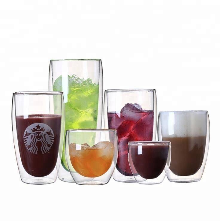FDA Double layer glass coffee cup for US selling