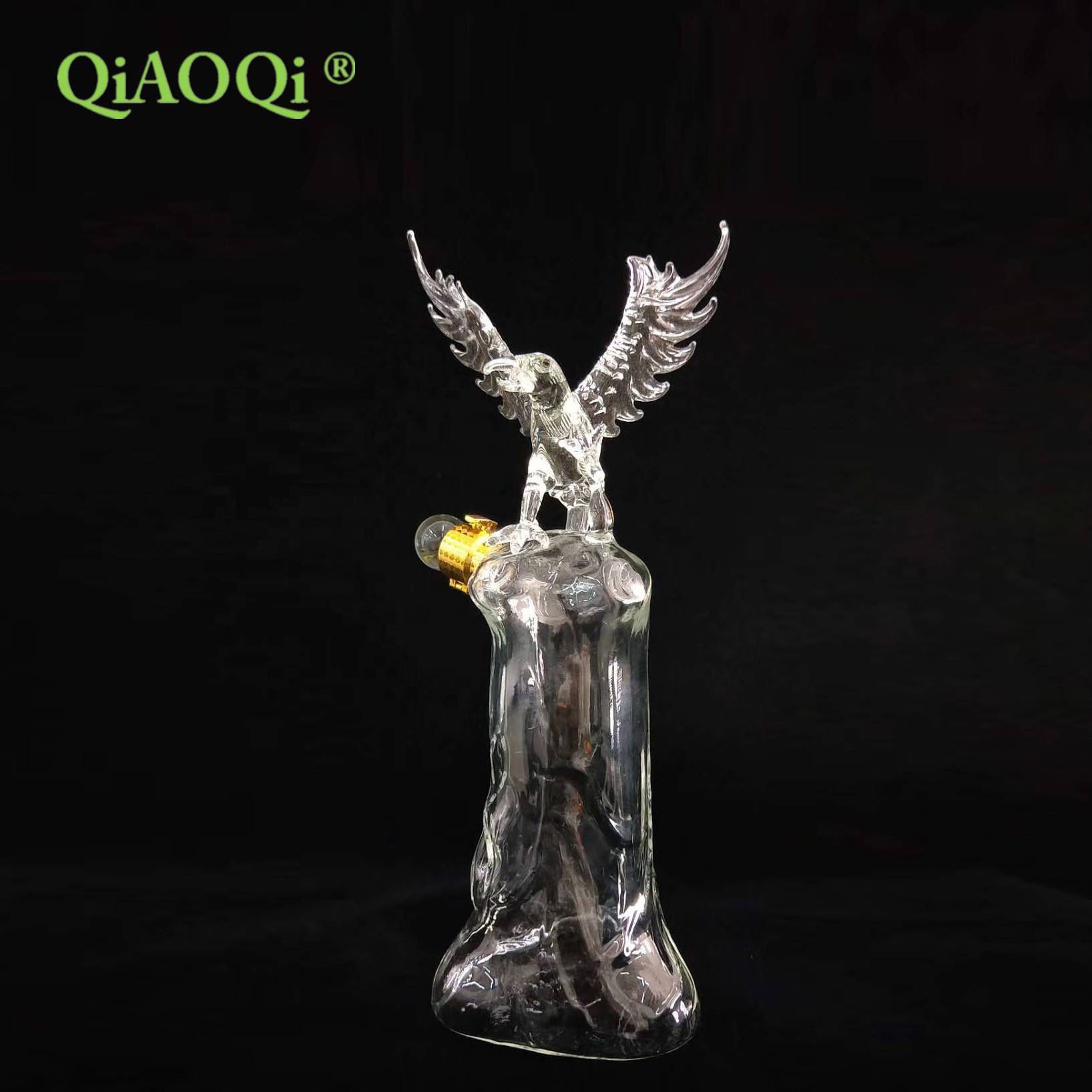 QiAOQi 750ml Eagle Wine Animal Shaped craft liquor whisky glass wine bottle