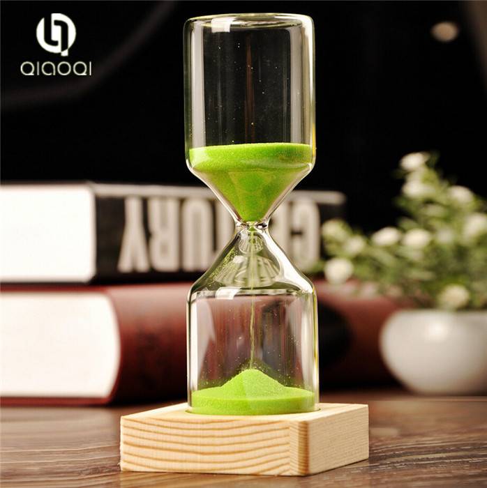 private decoration glass sand timer clock with wooden base