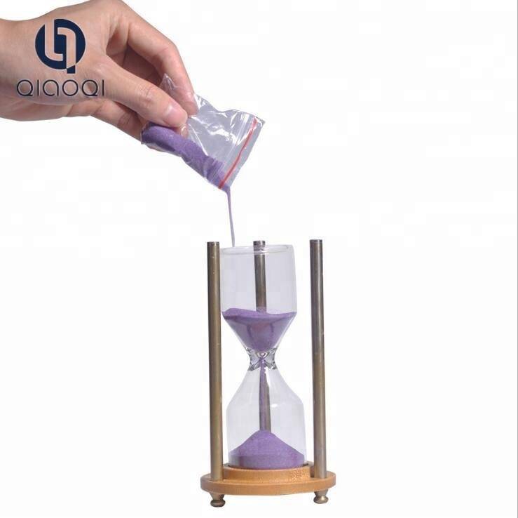 Metal diy hourglass without sand / wood base empty sand timer for game timing