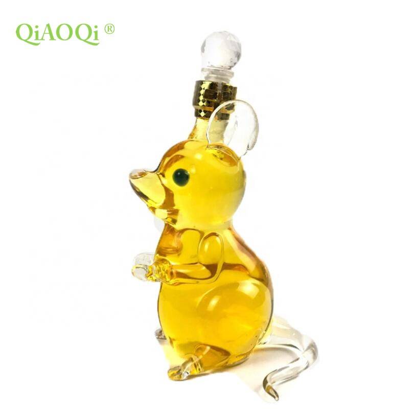 QiAOQi 1000ml Handmade Animal Shaped Mouse Shape Wine Glass Bottle