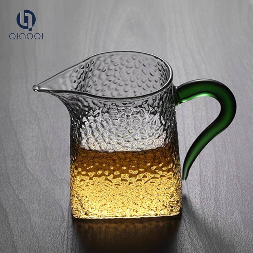Heat-resistant Glass Kungfu Tea Fair Mug with color handle