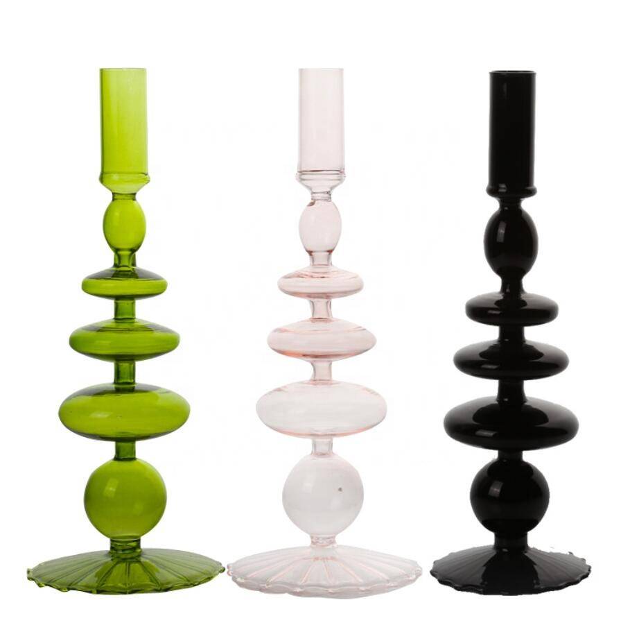 European Style Hand Blown Glass Long-stemmed Candle holder candlestick