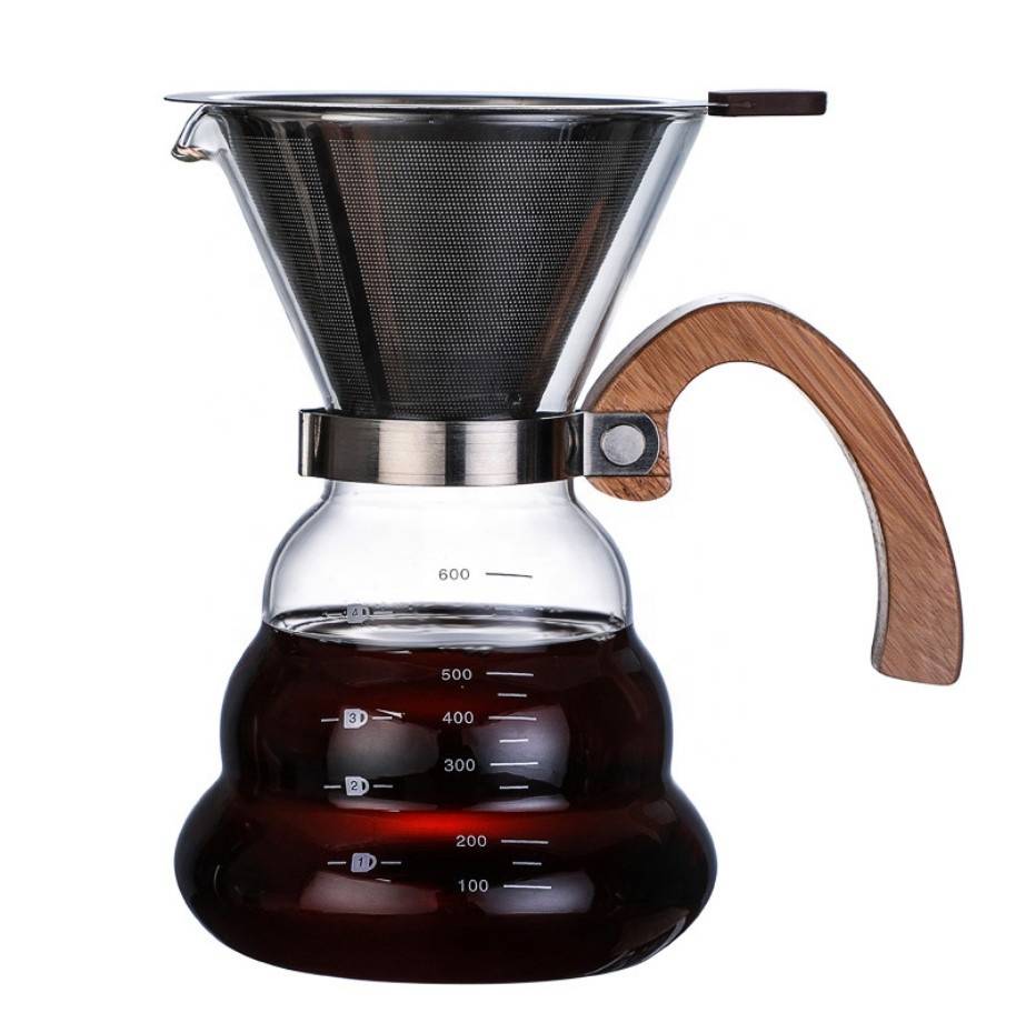 China Direct 400ML Transparent Hand Blown Glass Coffee Pot For Home