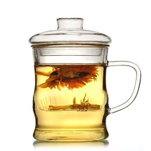 High Quality High Borosilicate Glass Cup With Lid Custom Glass Tea Strainer Infuser Office Mug