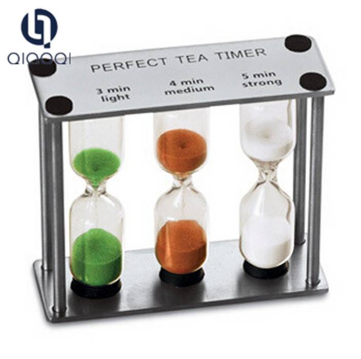 New Arrival China Borosilicate Glass Teapot - Wholesale Craft Gift Metal Clock 3 in 1 Hourglass Sand Timer Sand Clock – Qiaoqi