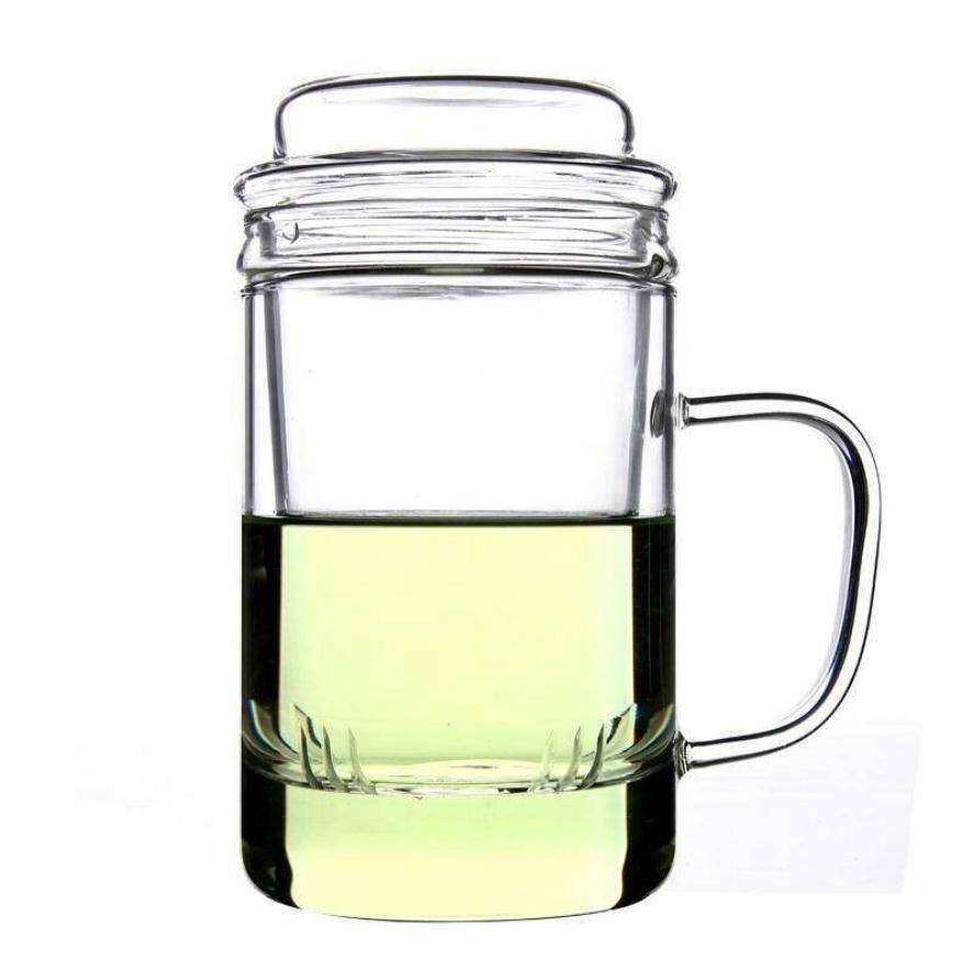 Discount wholesale Small Drinking Glasses - Glass Tea Infuser Mug Cup with Lid 300-500ML – Qiaoqi