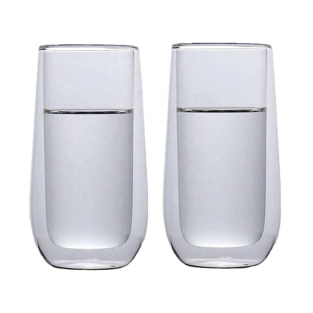 Hot sales 250ml glass borosilicate clear double wall glass mugs cup