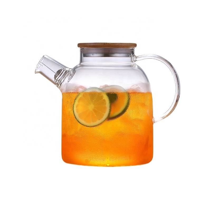 Hot sales glass cold water pot drinking water pot with bamboo lid or glass lid