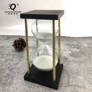 Vintage black wooden frame hourglass 15-minute timer glass home high-grade ornaments creative school season small gift