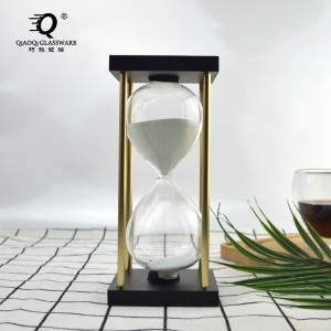 Vintage black wooden frame hourglass 15-minute timer glass home high-grade ornaments creative school season small gift
