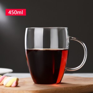 Simple high borosilicate glass cup with handle