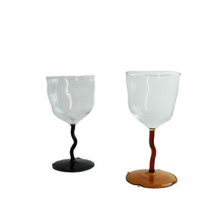 Innovative design tall red winecup European style special-shaped champagne cocktail glass irregular tall glass grape glass